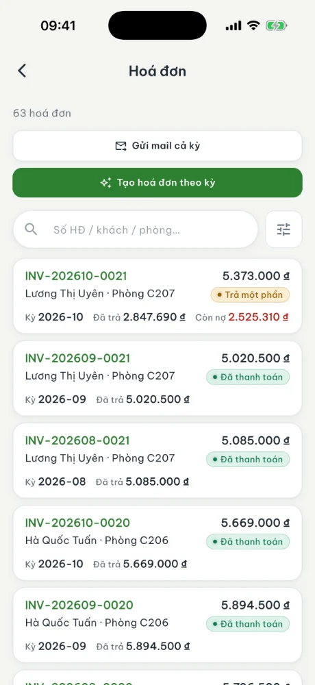 App VinaBos: hóa đơn